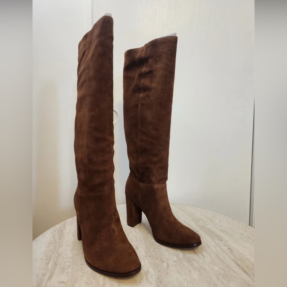 Ralph Lauren Suede Brown Heeled Boots